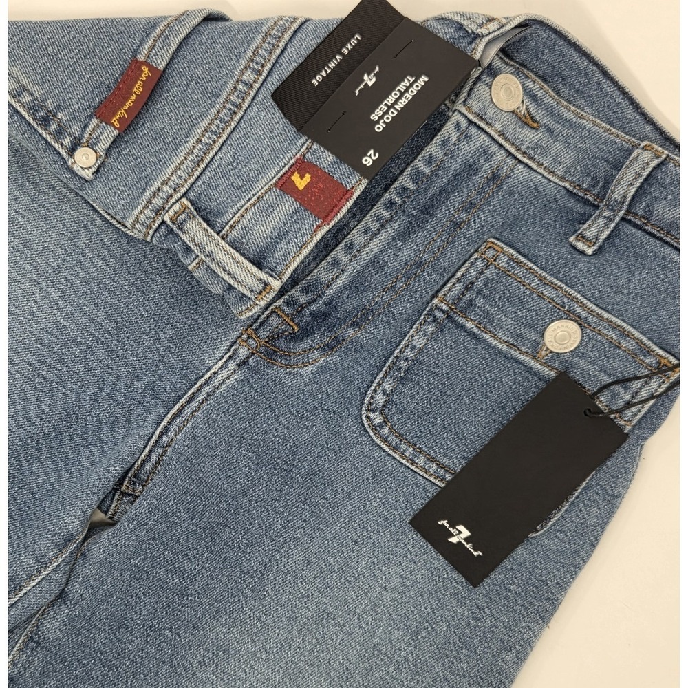 NEW Modern Dojo Tailorless Jeans Women's 7 For all Mankind 26x31 Stretch NWT